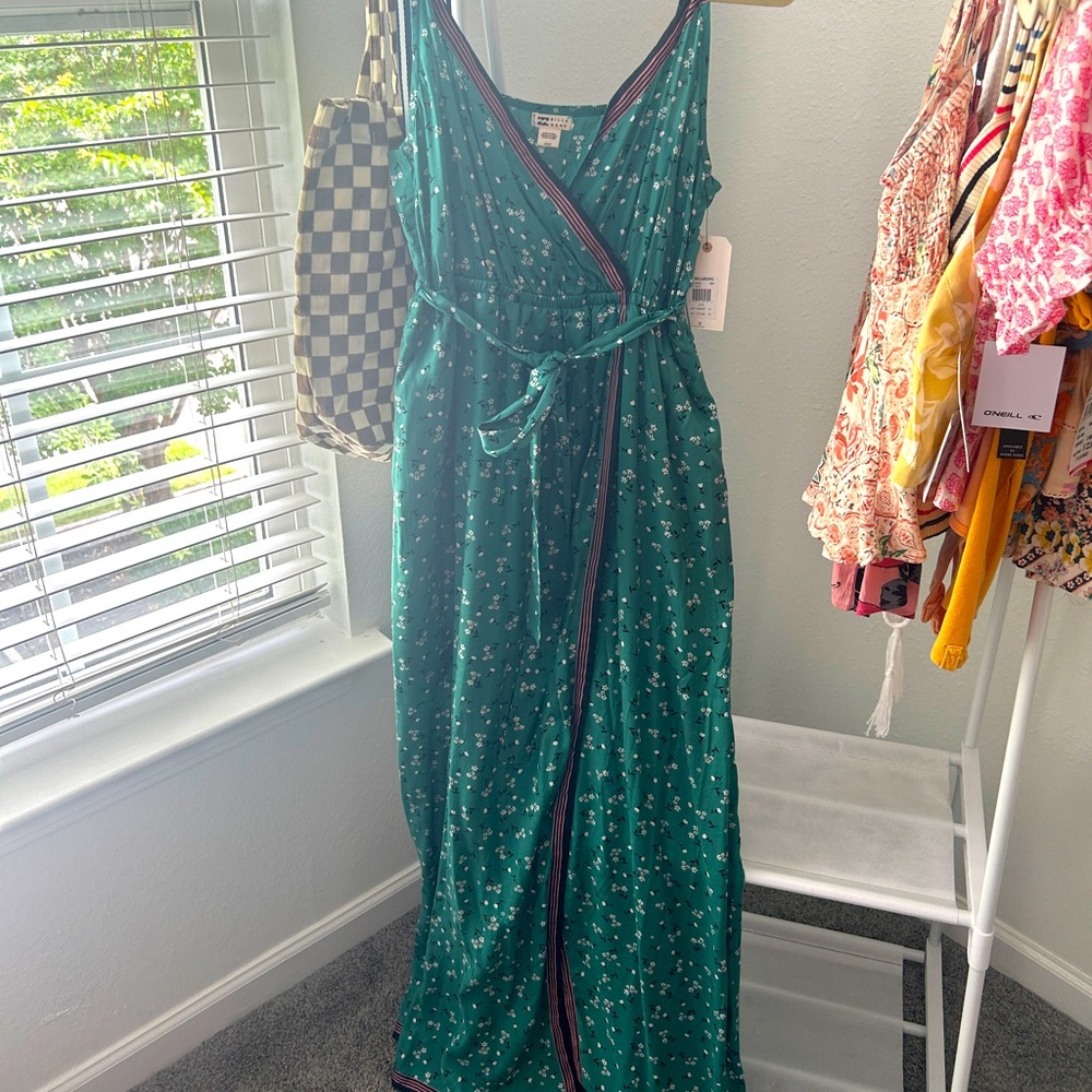 Billabong silky maxi wrap dress with tie size large